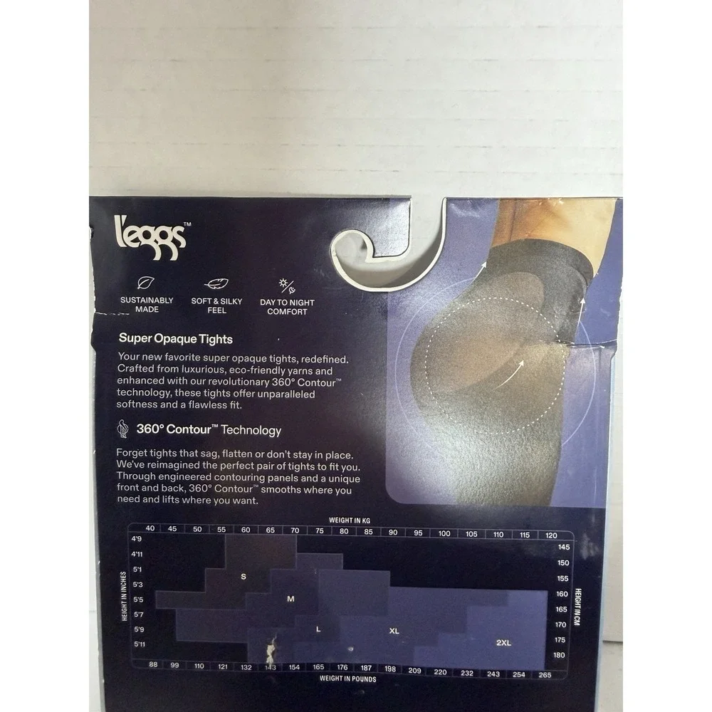 Leggs 360 Contour Super Opaque Tights 80 Denier Black XL Lift‎ & Shape